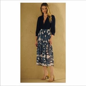 Iorane Marine Cashmere Paisley Blue Skirt Small